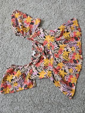 LOFT Floral Off-Shoulder Blouse - Yellow, Pink & Coral